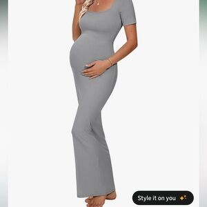 Gray Maternity Maxi Dress